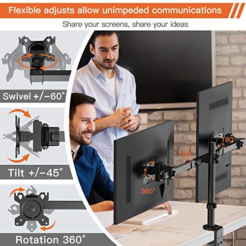 Perlegear Dual Monitor Stand Articulating Full Motion Arm Desk Mount