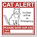 SecurePro Products 6 Cat Alert Safety Warning Window Door Stickers; in Case of Fire Notify Rescue Personnel to Save Cat