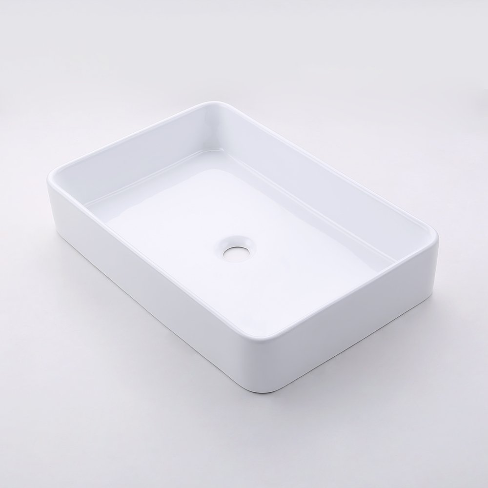 KES Bathroom Sink, Vessel Sink 24 Inch Porcelain Rectangular White