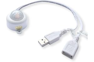 WEISUAN-TUODI DC 5V 2A PIR Motion Activated Mini Body Sensor Switch with USB Interface Cable for LED Strip Light (with Light Sensor, White)