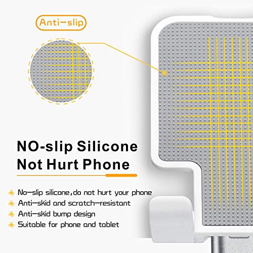 OHYGGE Adjustable Cell Phone Stand, Foldable Cell Phone Holder, Portable Desktop Tablet Stand, Compatible with iPhone/iPad/Kindle/Mobile Phone/Tablet, White
