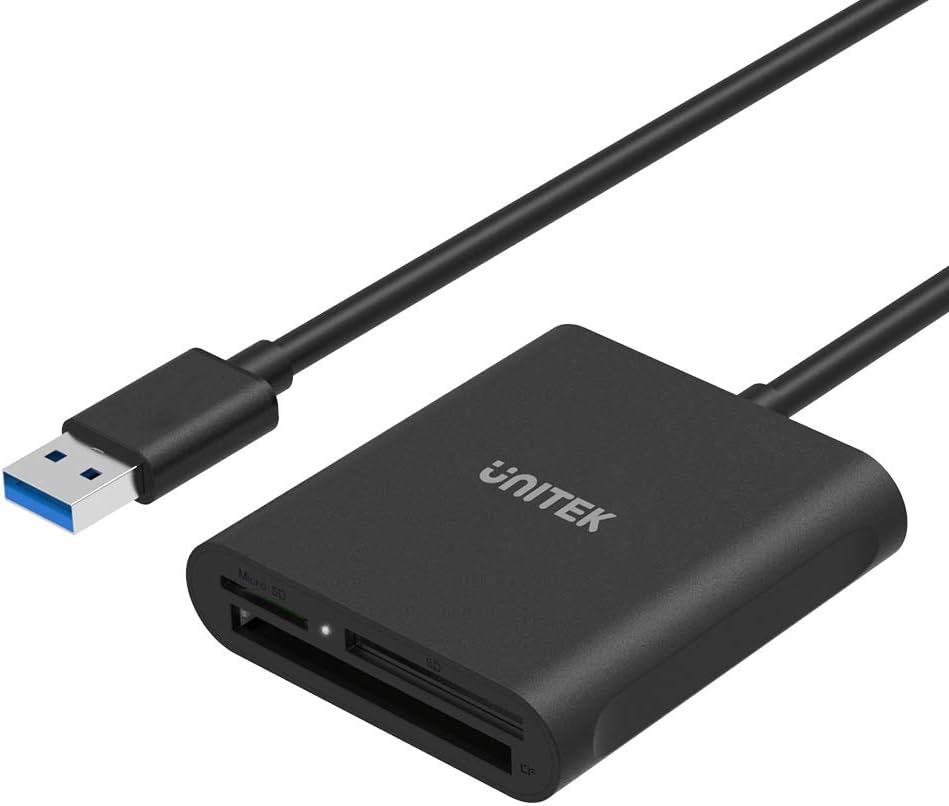 USB Card Reader, Unitek 3-Slot USB 3.0 Compact Card Reader, Read 3 Cards Simultaneously, Aluminum SD Micro SD CF Card Adapter Supports Flash Memory Card, Black: Computers & Accessories