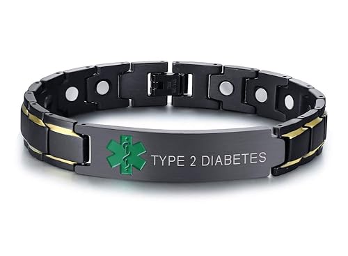 Type Diabetes Black Ion Plated Stainless Steel Magnetic Therapy