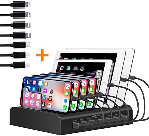 Marstree 7 Port USB Charging Station Multi Device USB Charging Dock Station HUB Desktop Charging Stand Organizer for for Multiple Devices iphone ipad kindle tablet