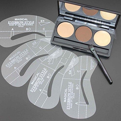 Eyebrow Stencil with Powder - Eyebrows Shaping 3 Shade Eyebrow Wax Palette + 4 Stencils Makeup Kit