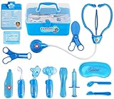 Liberty Imports Medical Box Blue Doctor Nurse Medical Kit Playset for Kids - Pretend Play Tools Toy Set