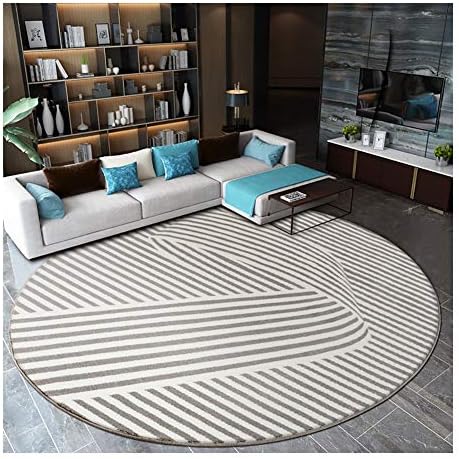 120cm/4ft Round Striped Carpet, Machine Washable Non-Slip Living Room Mat, Polypropylene Padded Patio Outdoor Rug Suitable for Bedroom Living Room Study Hotel Patio Decoration and Use