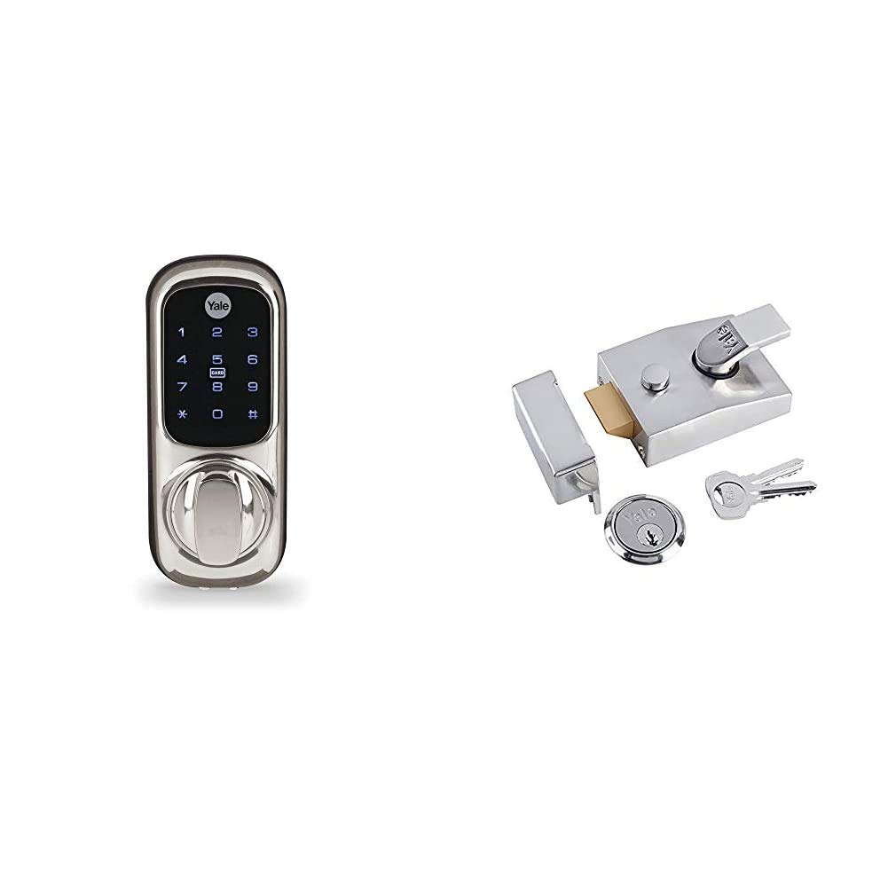 Yale Smart Living YD-01-CON-NOMOD-CH Keyless Connected Ready Smart Door Lock, Touch Keypad, Compatible with Alexa, Chrome & P-89-CH-CH-60 Deadlocking Nightlatch, 60 mm Backset