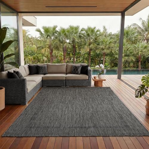 Outdoor Teppich Wetterfest Einfarbiges Design Terrasse Balkon Teppich Küche Garten Sisal-Look Küchenteppich Läufer Flur, Größe: 140 x 200 cm, Farbe: S