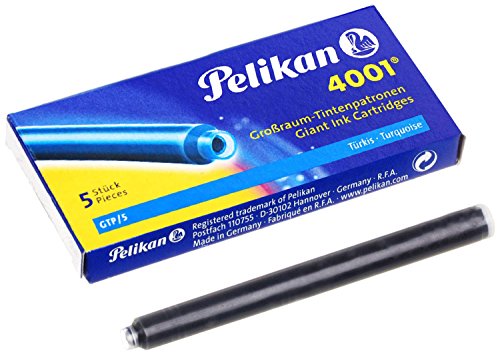 Pelikan 4001 Giant Fountain Pen Ink Cartridges (Pack of 5) Turquoise