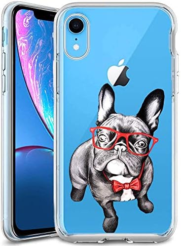 French Bulldog Clear Phone Case Compatible iPhone XR Customized Design by MERVELLE TPU Clear Shock-Proof Protective Case [Ultra Slim, Anti-Slippery]
