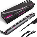 Hair Straighteners Professional Flat Iron for Hair Styling: 2 in 1 Ceramic Plates Curling Iron with Rotating Adjustable Temperature and Salon High Heat 250℉-450℉, 1 Inch