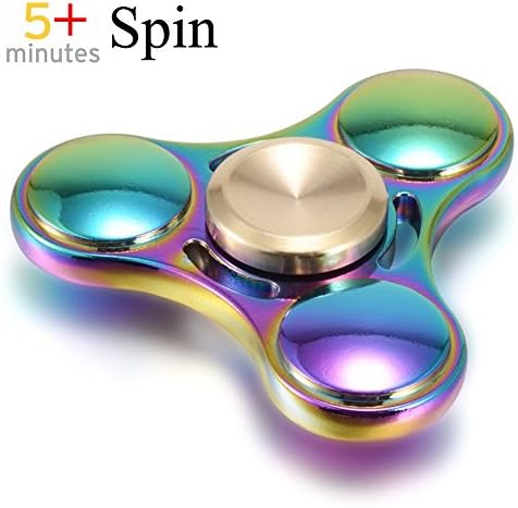 Innoam Long Time Spin 5-7 Min Fidget Spinner High Speed Ultra Durable Bearing Titanium Alloy Metal Hand Spinner EDC ADHD Focus Anxiety Stress Relief Boredom Killing Time Toys (Rainbow)