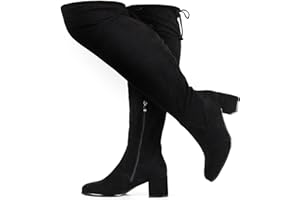Vipost 2.5-inch Wide Calf Wide Width Thigh High Boots, Suede over the Knee Boots for Women, Plus Size Chunky ​​Block Heel Round Toe Fall Boots with Side Zipper, Fall Winter Fashion 2025