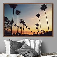 Framed Canvas Wall Art Palm Tree Colorful Cool Group Multicolor Photography Places Realism - 16x24 inches