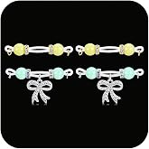 DJCIW 2 Pairs Adjustable Fake Nipple Rings for Women, Non Piercing Nipple Jewelry Nipple Noose Silicone Loop with Butterfly Heart Dangles Romantic Faux Nipple Barbells Body Jewelry for Lovers Women