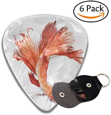 Betta Fish Siamese Fighting Fish Betta Splendens Top View Isolated On White Background Stylish Celluloid Guitar Picks Plectrums For Guitar Bass .6 Pack 46mm