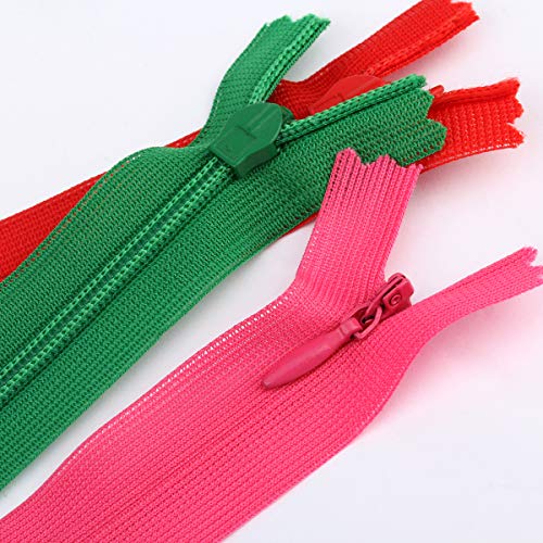 Yzsfirm 10 Pcs 20 Inch Real Silk Invisible Sewing Zipper Bulk,Rose Red