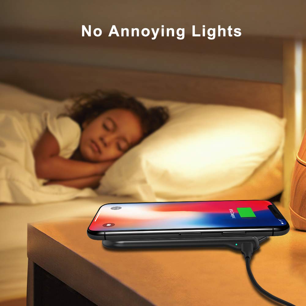 Wireless Charger, Jabuer 7.5W Qi-Certified Fast Wireless Charger Stand for iPhone Xs/Xs Max/XR/X/8/8+, 10W Leather Charging Pad for Galaxy Note 9/S9/S9+, 6W for All Qi-Enabled Phones (with AC Adapter)