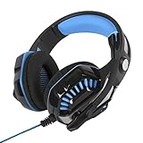 Edal GM-2 Stereo Gaming Headset for PS4,Over-Ear Headphones with Mic and LED Lights for PlayStation 4,Laptop,PC,Smartphones (Black+Blue)