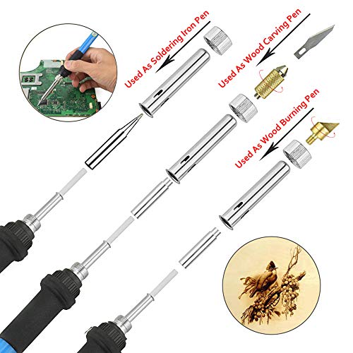 Toolour Soldering Iron Wood Burning Kits 82Pcs, Adjustable Temperature Pyrography Pen with Wood Embossing/Carving/Soldering Tips, Tin Wire, Desoldering Pump, Tweezers, Stand and Carrying Case