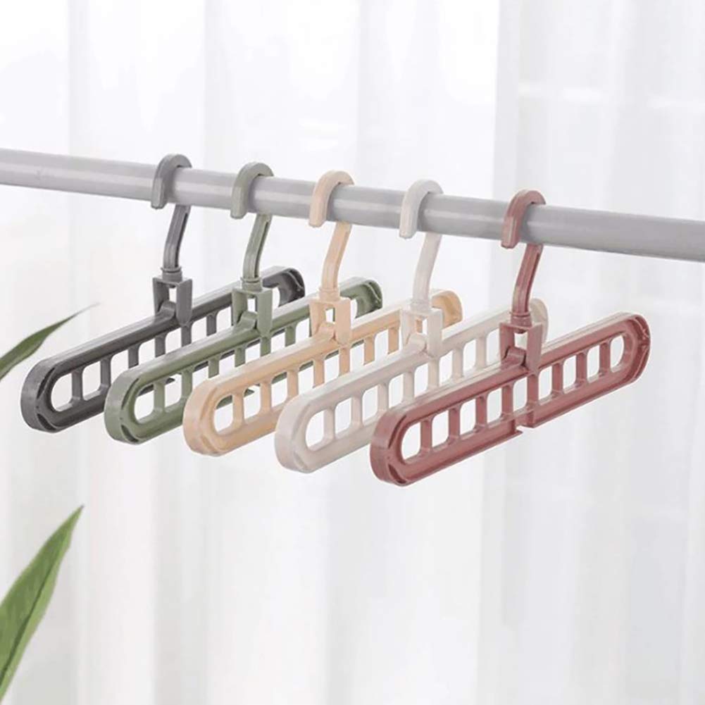 Doolland 10pcs Magic Rotatable Clothes Hanger Organize,Rotating Clothing Drying Rack,Nine-Hole Multifunction Space Saving Hangers
