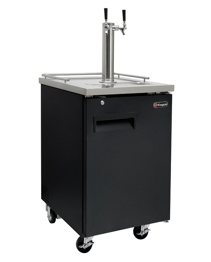 Kegco Two Faucet Commercial Direct Draw Beer Dispenser Black Kegerator Keg Cooler XCK-1B-2