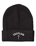 Cristian Chaplain Cross Embroidery Embroidered Beanie Skully Hat Cap Black