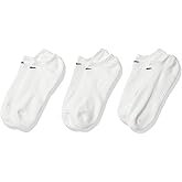 Nike Unisex Everyday Cushioned Training No-Show Socks (3 Pairs), White/Black, Medium