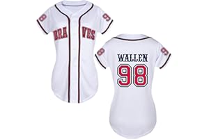 FUJUTANG 98 Baseball Jersey Shirt Women Fan Tshirts Country Vintage Jersey Button Down Short Sleeve Tops Active Shirts