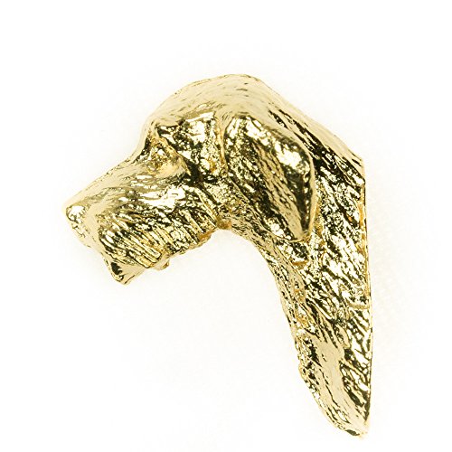 GERMAN WIRE HAIR POINTER Made in U.K Artistic Style Dog Clutch Lapel Pin Collection 22ct Gold Plated