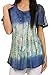 Sakkas 14783 - Dina Relaxed Fit Sequin Tie Dye Embroidery Cap Sleeves Blouse / Top - Blue / Beige - OS