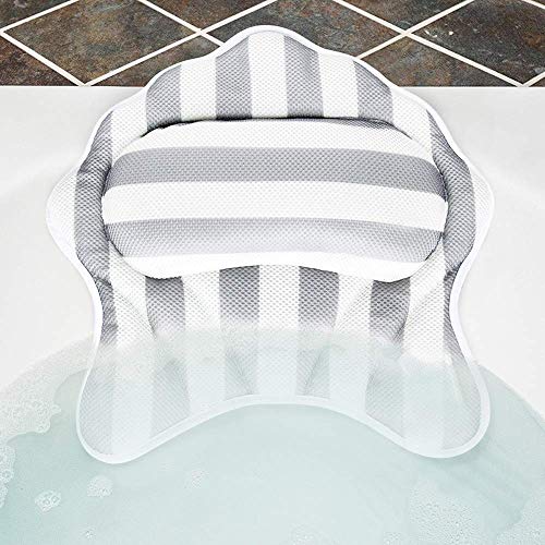 Kranich Bath Pillow with 6 Suction Cups Bath Neck Pillow 3D Mesh Spa Bath Pillow for Tub