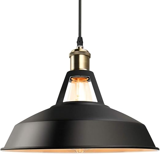 B2ocled Retro Style Metal Lamp Shade E27 Black Industrial Ceiling Light