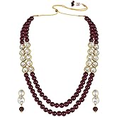 Aheli Crystal Pearl Long Necklace with Earring Indian Traditional Bollywood Jewelry Set Gift for Women