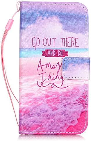 iPhone 7 Wallet Case, iBerry Cute Cartoon Flip Slim Fit PU Leather iPhone 7 Protective Cover with a Lanyard for Apple iPhone 7(2016), Go Out There and Do Amazing Things