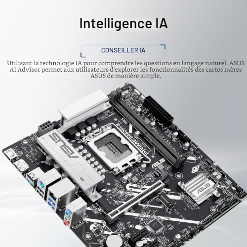 Prime B860M-K, Carte mère Intel mATX, 6 + 1 + 1 étapes d'alimentation DrMOS, DDR5, PCIe 4.0, 2 emplacements M.2, Realtek 2,5 Go Ethernet, DisplayPort, HDMI, USB 10 Gbps, USB Type-C 5 Gbps Avant