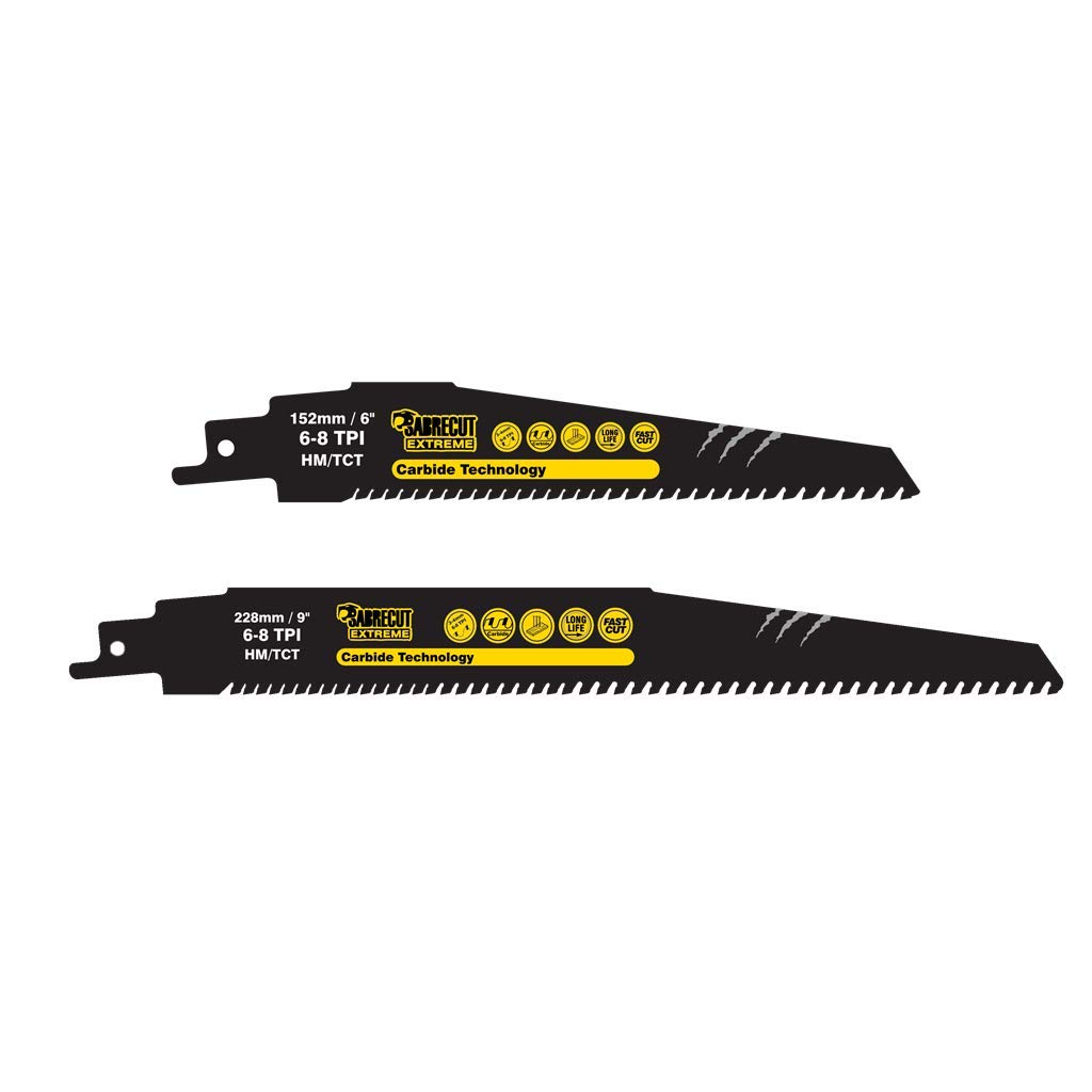 2 x SabreCut SCRSXHMK1 Tungsten Carbide 152mm 228mm Variable 6-8 TPI S956XHM S1156XHM Fast Wood and Plastic Cutting Reciprocating Sabre Saw Blade