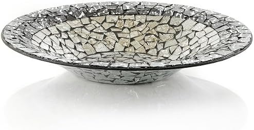 Firefly Home Collection 18" D Silver black Brown Mosaic Crackle plate