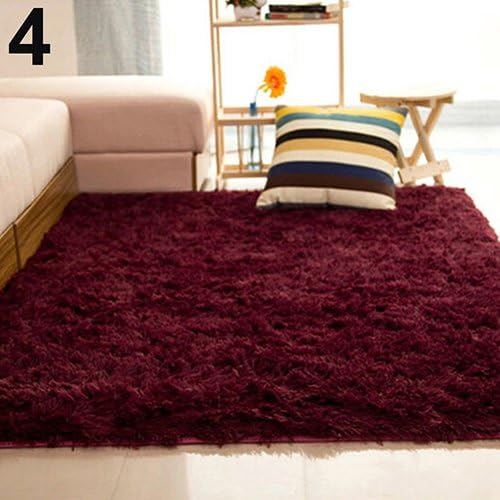 perlo33ER Super Soft Modern Shag Area Rugs，Living Room Bedroom Home Anti-Skid Soft Shaggy Fluffy Area Rug Carpet Floor Mat Claret-red