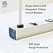 Wide-Spaced 12-Outlet Metal Power Strip Surge Protector with 9ft Long Extension Cord, 15A/125V/1875W, On/Off Switch with Overload Protection, ETL Listed, Silver