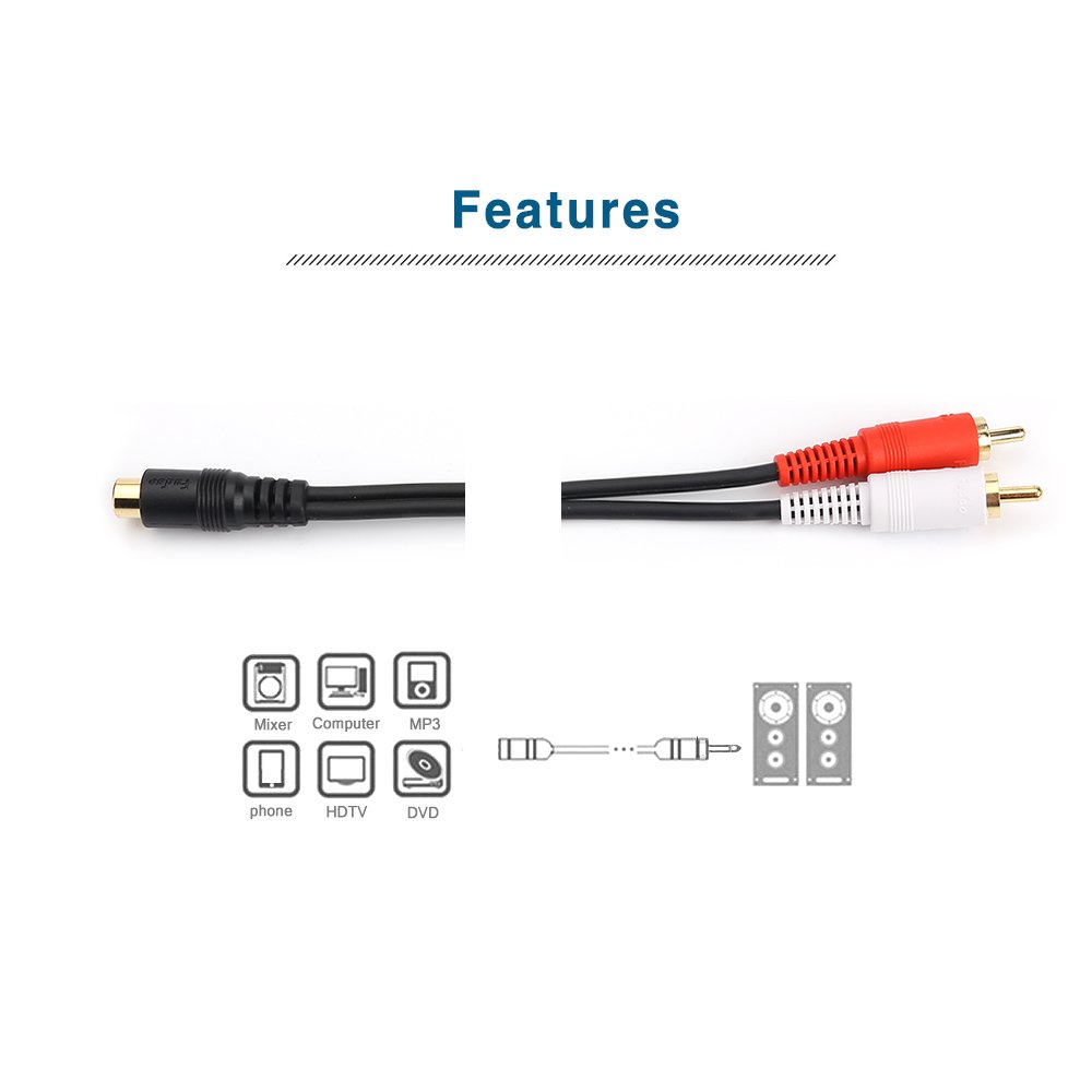 RCA (M) to 2 RCA (F) Stereo Audio Y Adapter Subwoofer Cable (24k Gold Plated) 1 Male to 2 Female Y Splitter Connectors Extension Cord (20CM/0.5FT): Industrial & Scientific