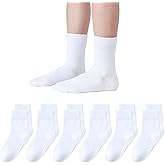 Marchare Girls Crew Socks Seamless Kids Socks Cotton School Socks White Black Grey Navy 6 Pack