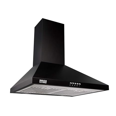 Inalsa 60cm, 900 m?/hr Kitchen Chimney Enya 60BKBF With Stainless Steel Baffle Filter(Black)