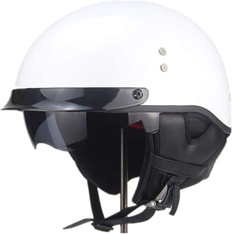 Amazon Co Jp 電気カーヘルメット パーソナリティハーレーヘルメットフォーシーズンズ男性と女性のバッテリーカーヘルメットレトロファッション ハーフヘルメット内蔵のミラー 男女適用 Color White Size M 58 59cm ホーム キッチン