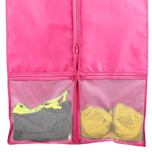 Kernorv Garment Bags for Dance Costumes, Set of 5 Breathable Dust-Proof Garment Bags 51" Dance Garment Bags with Pockets for Dance Costumes, Dress, Jacket, Storage or Travel (Pink) - Thumbnail 6