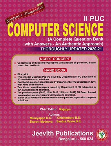 Students Illuminator Computer Science 2 Puc Complete Question Bank With Answers (jeevith Publications)