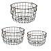 The Nifty Nook | Wire Nesting Baskets | Shabby Chic French Country Style | Home Decor | Utility Storage Bins | Great for Household Organization | Black Finish with Copper Handles | Set of 3 | Round