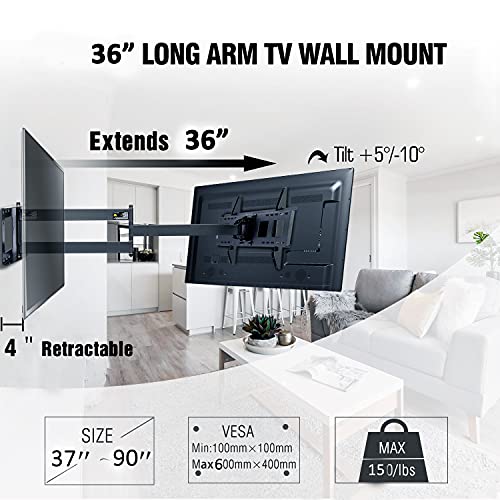 MOUNT Long Arm TV Wall Mount with 36" Extension Dual