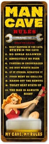 Man Cave Rules Home and Garden Vintage Metal Sign - Victory Vintage Signs
